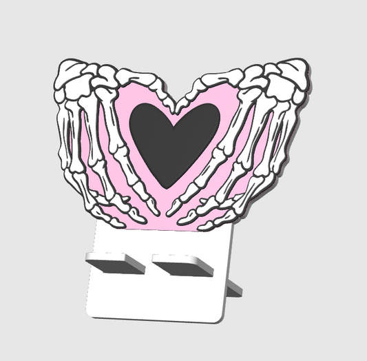 Skeleton Heart Hands Phone Holder