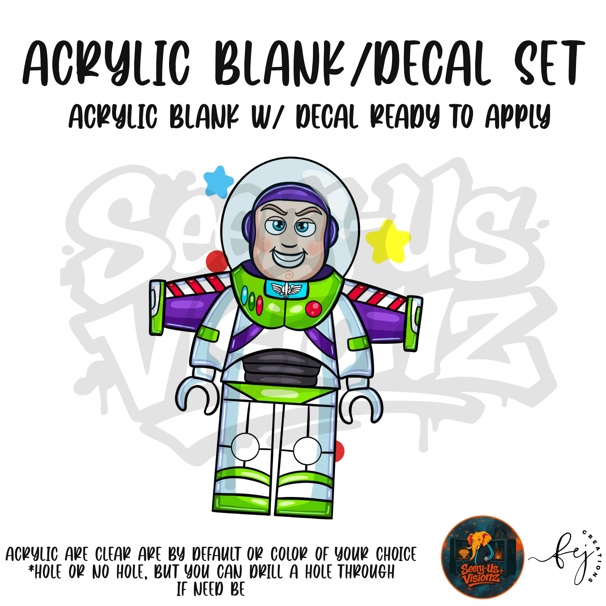 Space Ranger Hero themed acrylic blank with hole at top, multipurpose crafting shape

