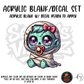 Stitch Wrapped Zombie themed acrylic blank with hole at top, multipurpose crafting shape
