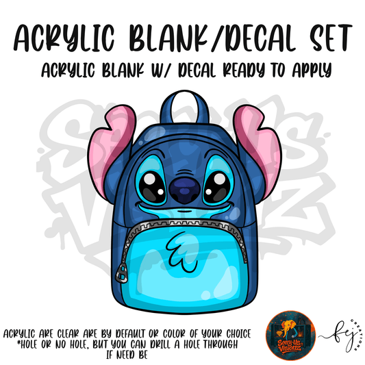 Alien Backpack themed acrylic blank with hole at top, multipurpose crafting shape