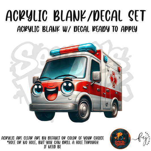 Ambulance Ride acrylic blank with hole at top, for nurses and medical crafters
