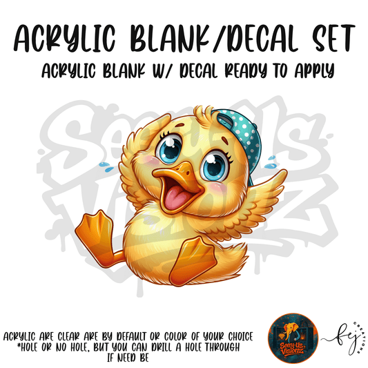 Baby Duck themed acrylic blank with hole at top, multipurpose crafting shape
