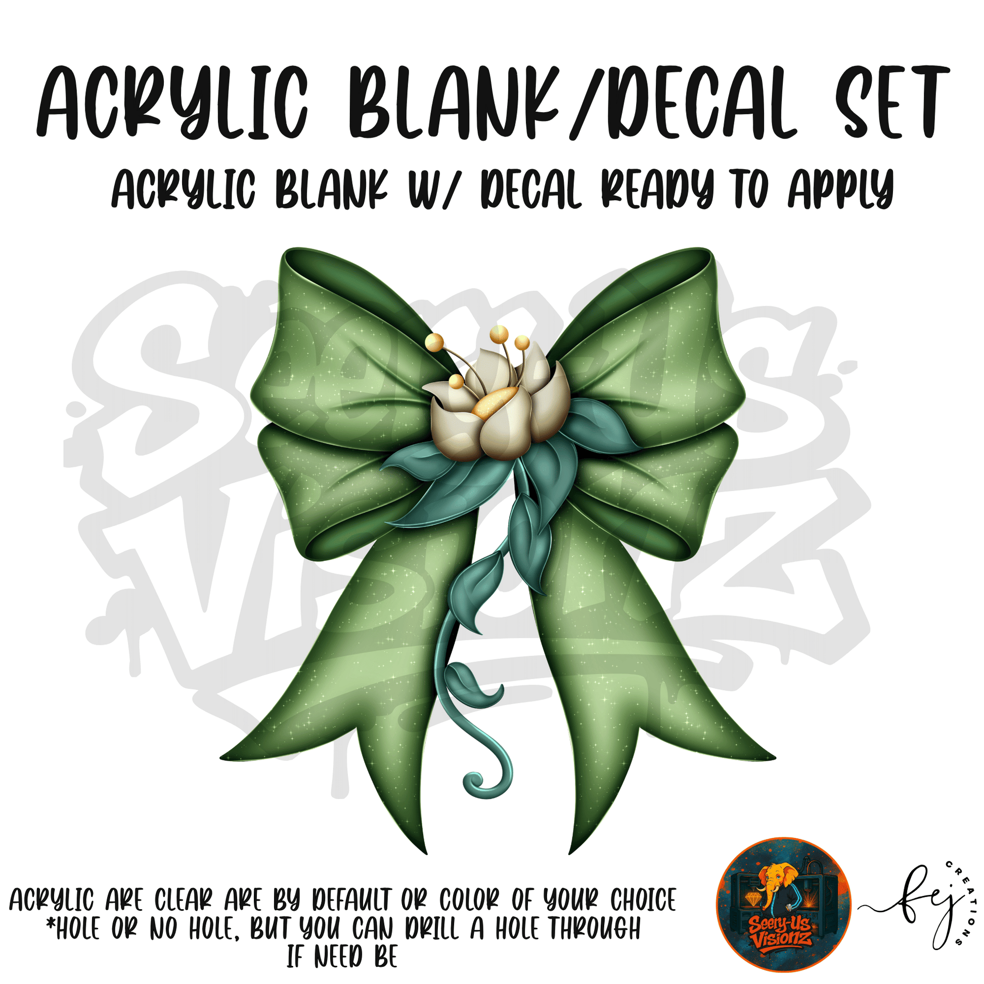 Bayou Blossom Bow themed acrylic blank with hole at top, multipurpose crafting shape
