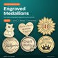 Engraved Medallions, set of 15, laser engraved mirror acrylic