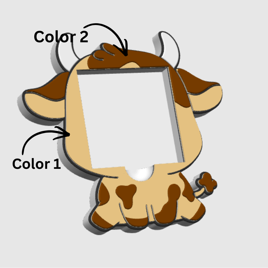 Cow 3D Printed Sticky Note Holder