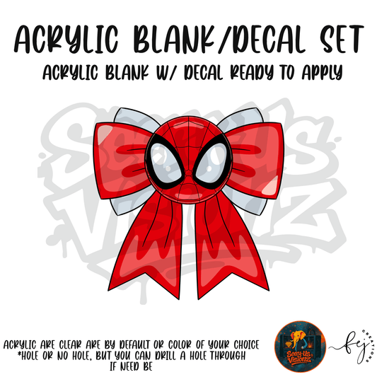 Red Spider Hero Bow themed acrylic blank with hole at top, multipurpose crafting shape
