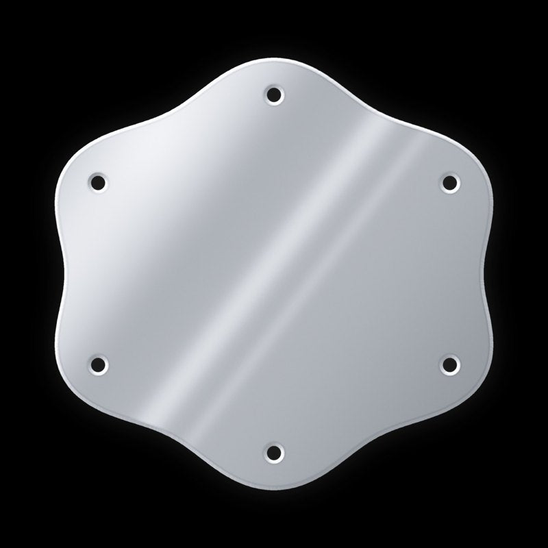 Silver sew-on scalloped medallion with 6 sew holes