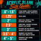 Acrylic blank size guide - recommended uses by size
