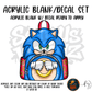 Speedy Blue Hedgehog Pack themed acrylic blank with hole at top, multipurpose crafting shape
