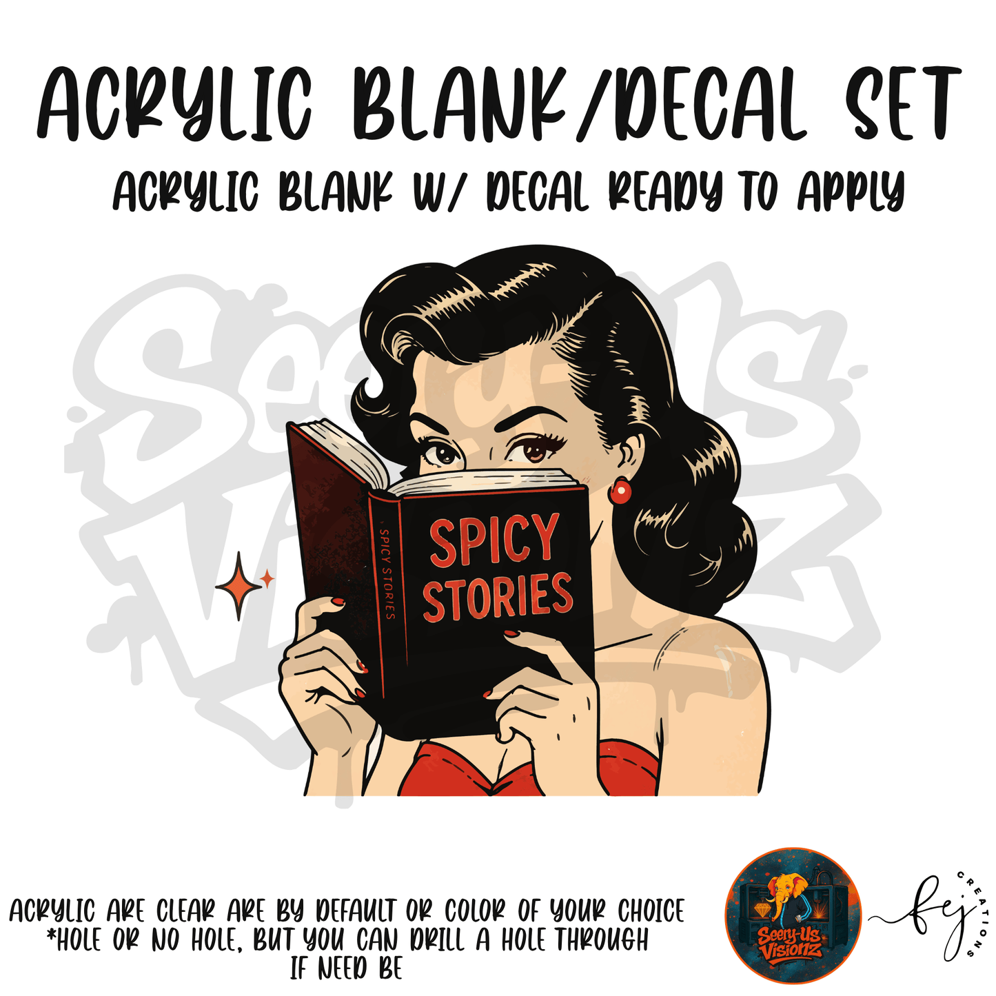 Spicy Stories Reader bookish themed acrylic blank with hole for crafting, for reader gifts
