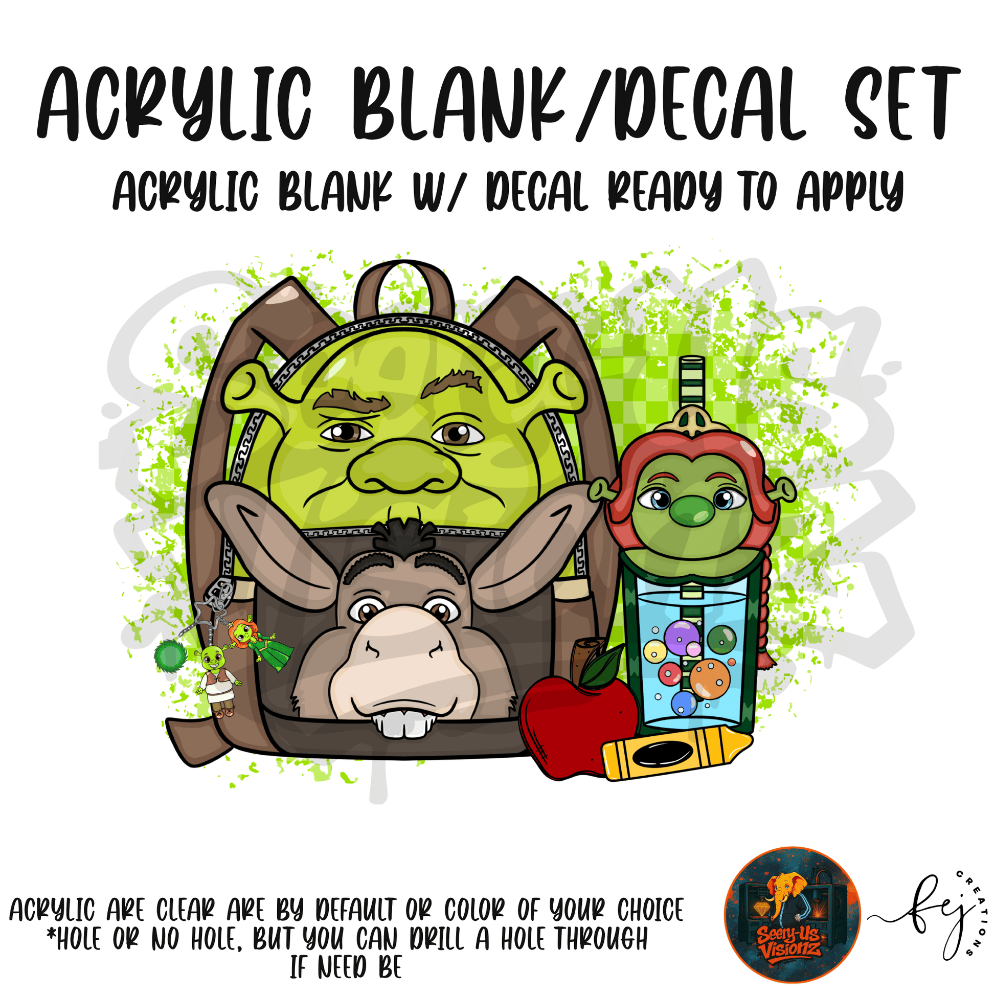 Swamp Crew Backpack themed acrylic blank with hole at top, multipurpose crafting shape

