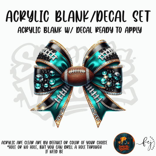 Teal Lights Bow themed acrylic blank with hole at top, multipurpose crafting shape
