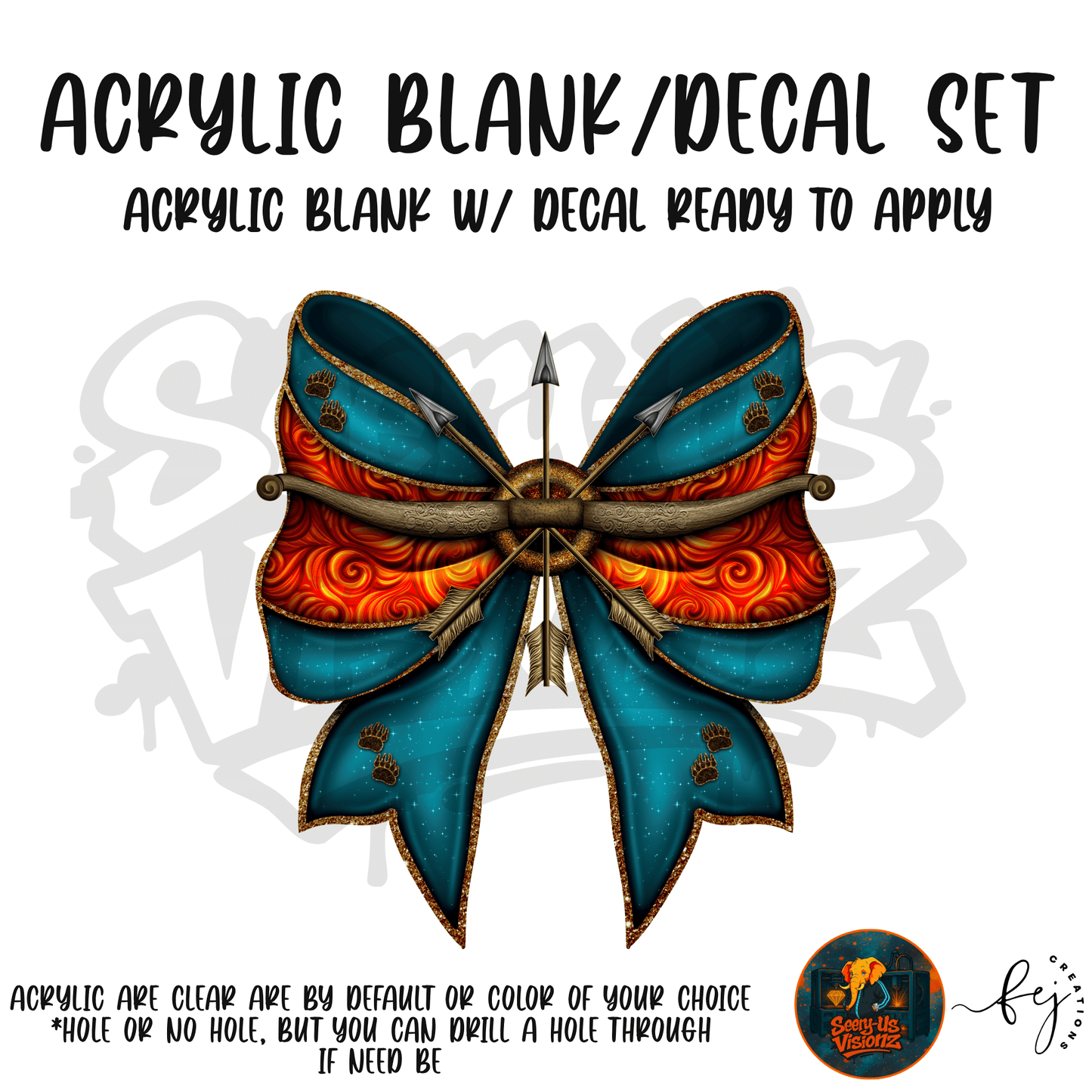 Wild Archer Bow themed acrylic blank with hole at top, multipurpose crafting shape
